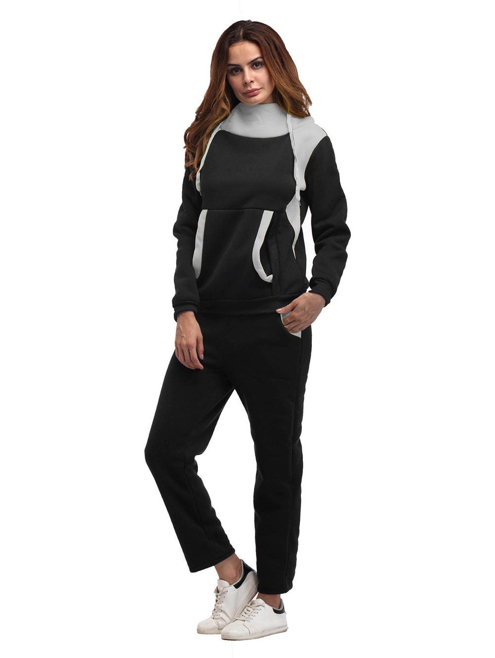 Constrast Color Thick Hoodie Pants Sets — Shop Yoga